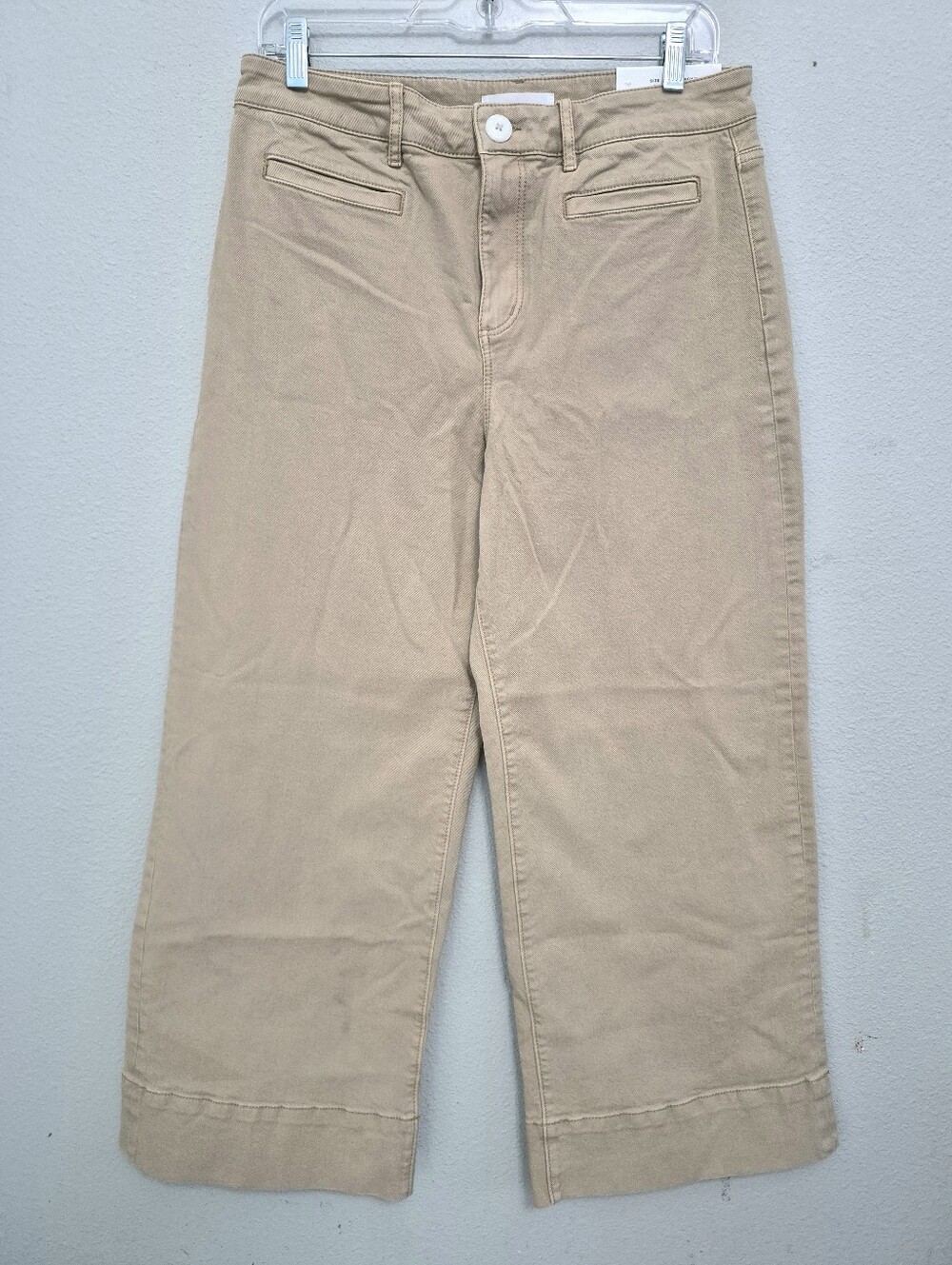 Loft High Rise Wide Leg Cropped Pants Tan Size 8/29 NWT